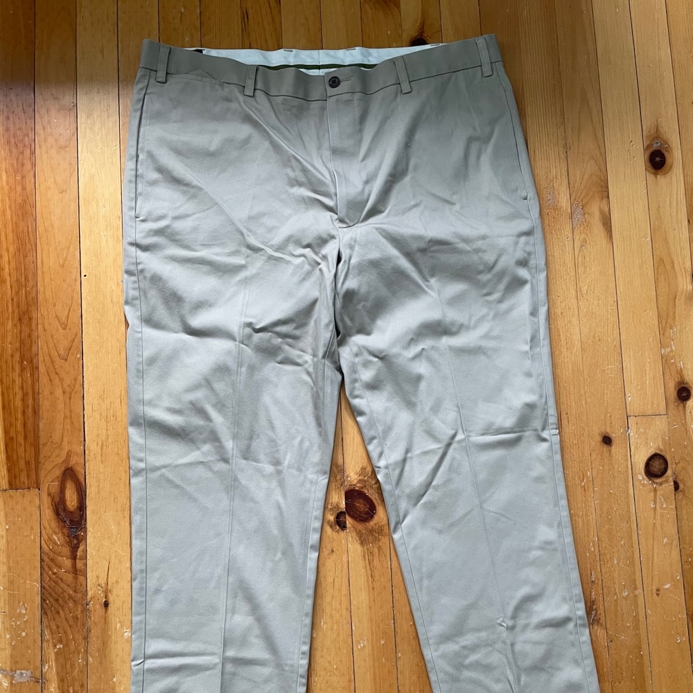 Orvis tan khaki flat front dress pants 42x34